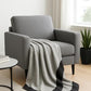 Cashmere Merino Travel Blanket & Pouch 55"x45" Gray & Charcoal