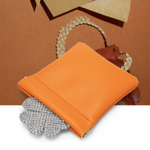 Orange PU Leather Jewelry Pouch Travel Small Jewelry Storage Bag