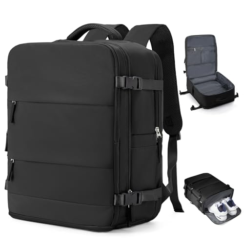 Large Travel Backpack Carry On for Women Man Black Waterproof Gym Backpacks with Laptop Compartment Mochila de Viaje Teacher Personal Item Backpack Rucksack Airplane Accessories Must Haves