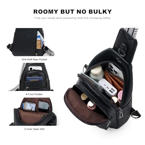 7L Sling Bag for Women Vegan Leather Crossbody Purse Chest Bags Fashionable Trendy Fanny Pack with Travel