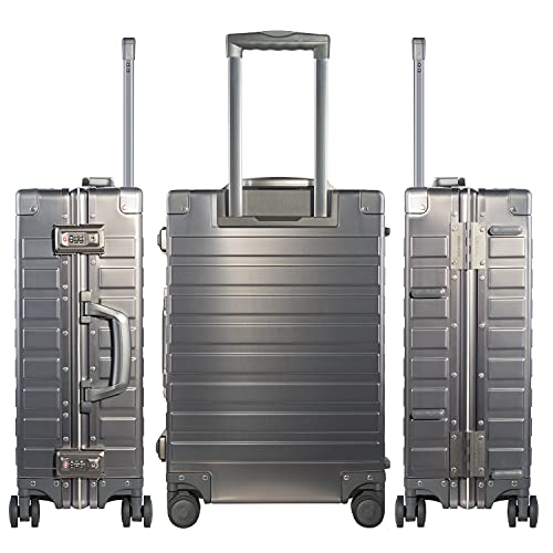 All Aluminum Carry On Luggage with TSA Locks Zipperless Alloy Metal Hard Shell Spinner Suitcase