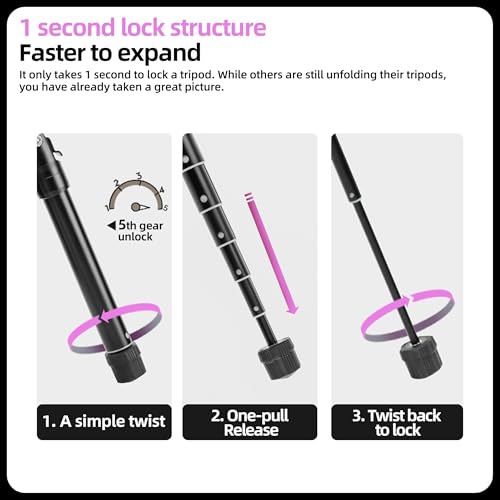 Mini Tripod for Camera 58 Inch Compact Travel Tripod with Selfie Stick Mount