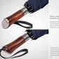 Folding Umbrella Lux Hardwood Handle Auto Open Close Dark Navy