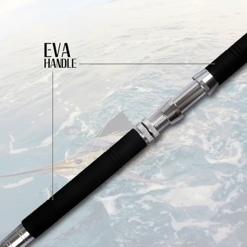 Saltwater Offshore Heavy Trolling Fishing Rod 5'1" Big Game Conventional Boat Fishing Rod Pole with All Roller Guides