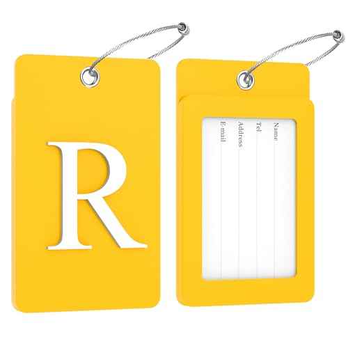 2 Pack Initial Luggage Tags for Suitcases Airplane Travel Essentials (2 Count)