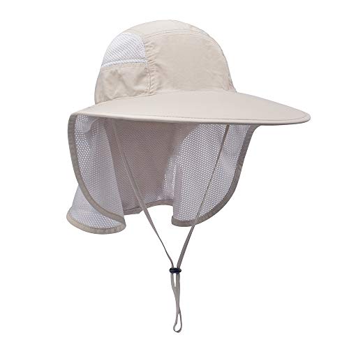 Unisex Outdoor Activities UV Protecting Sun Hats with Neck Flap Khaki