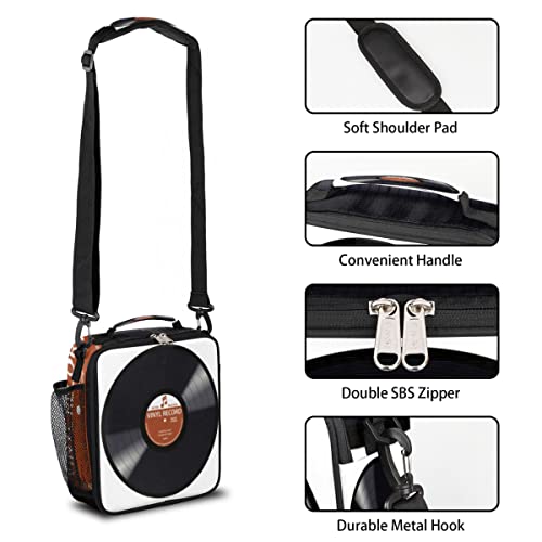 Music Record Black Kids Lunch Bag Retro Music Vinyl CD Insulated Lunch Box Mini Cooler Back to School Thermal Meal Tote Kit Bento Tote Bags Thermal Lunchbox for Boys Girls (Record Music CD)