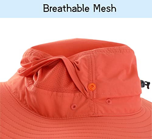 Unisex Summer Beach Hat UPF 50+ Protection Sun Hat for Hiking Fishing Outdoor Travel Hat for Women Orange