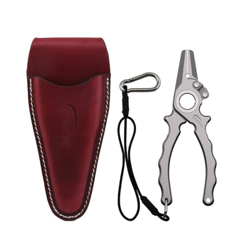 danco Premio Titanium Fishing Plier with Cobalt Cutters and Leather Sheath