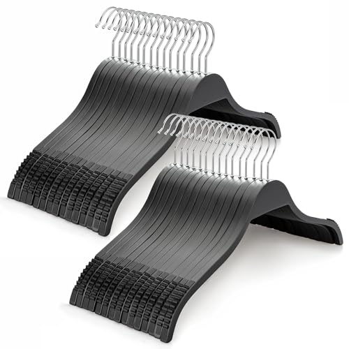 Slim Wooden Hangers with Extra Soft Non (30 Count)