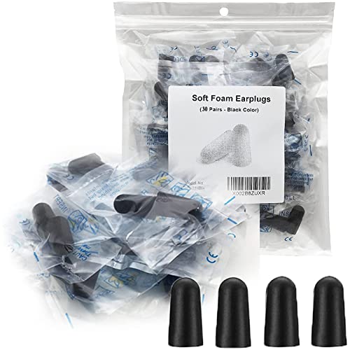 30 Pair Earplugs for Noise Cancelling Noise Blocking Ultra Soft Ear Plugs for Sleeping Study Work Black (30 Count)