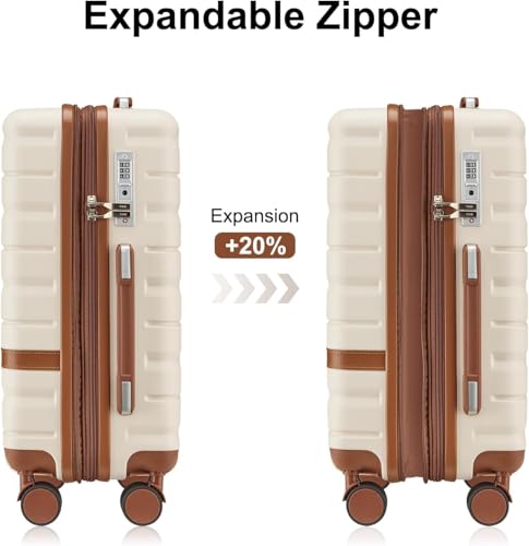 Luggage Sets with TSA Lock Hardside PC+ABS Carry On expandable Suitcase with Spinner Wheels Lightweight Rolling Travel Luggage Sets with YKK (4 Count)