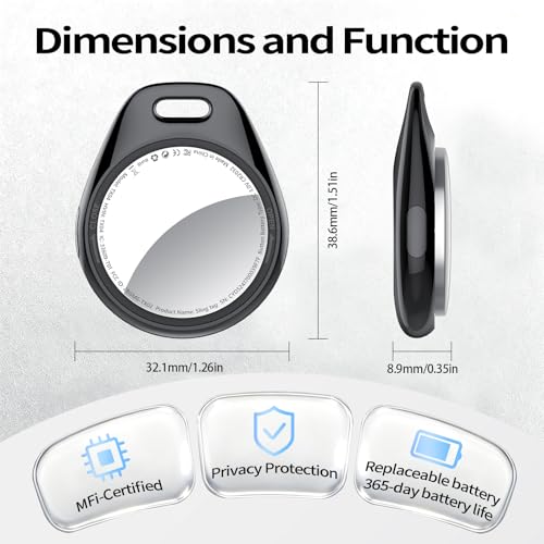 iOS Only] Tukio Air Tracker Tags 4 Pack Black (4 Count)