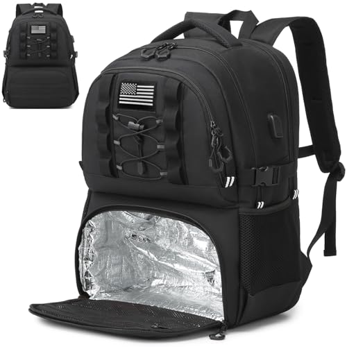 40L Laptop Lunch Backpack for Men with Lunch Compartment and USB Port