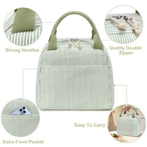 Lunch Bag for Women Men Cute Corduroy Lunch Tote Bags Reusable Insulated Lunch Box Large Capacity Reusable Insulated Cooler for Work Picnic or Travel