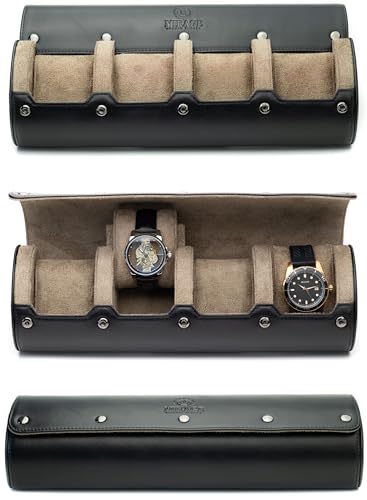 Watch Travel Case for Men Leather Watch Roll for Travel Organizer and Display 4 Watch Case Full (45 Count)