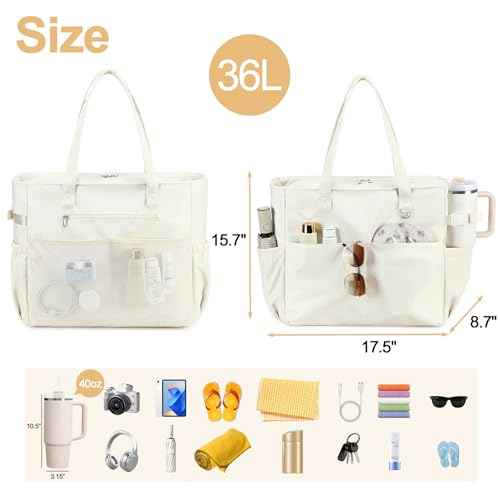 Waterproof Beach Tote Pool Bags for Women Ladies Extra Large Carry On Bag With Wet Compartment Fit 40oz Tumbler Holder Gym Travel Bag for Cruise