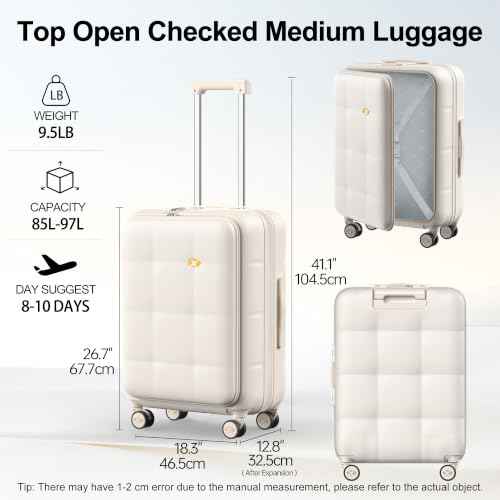 26 Inch Large Expandable Checked Luggage Hard Shell Suitcase