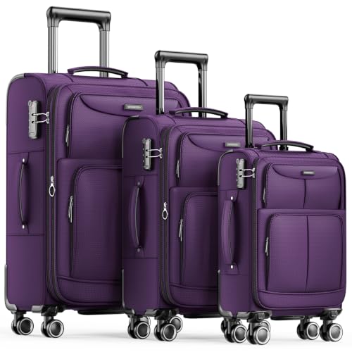 Luggage Sets 3 Piece Softside Expandable Durable Suitcase Sets (3 Count)