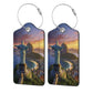 2 Pack Luggage Tags for suitcases Redeemer TSA Approved Label Luggage Tag Baggage Tag Leather Stainless Steel Loop Label Tag for Men Women Travel Bag Suitcase (2 Count)