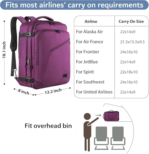 Purple Carry on Backpack for Women