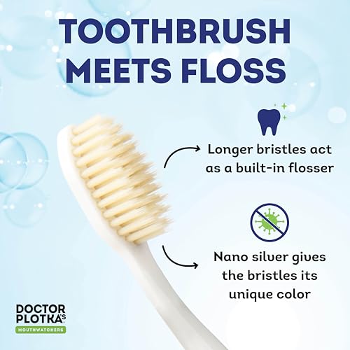 Dr Plotkas Soft Bristle Flossing Toothbrush Manual Soft Toothbrush for Adults
