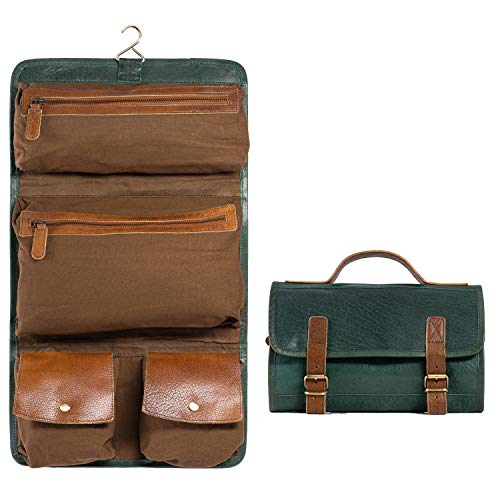 Premium Buffalo Leather Hanging Toiletry Bag Travel Dopp Kit