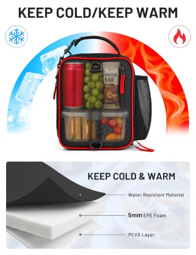 Expandable Small Lunch Box for Men Women Kids to Work School Black