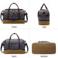 Nerlion Weekender Bag with Shoe Compartment Large Overnight Bag for Men Canvas Genuine Leather Carry on Luggage Bag Travel Duffel Bag