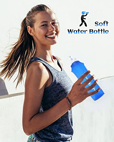 Soft Flask 2 Packs TPU Collapsible Water Bottle for Hydration Backpack Running Vest Folding Water Bottle for Hiking Running (2 Count)