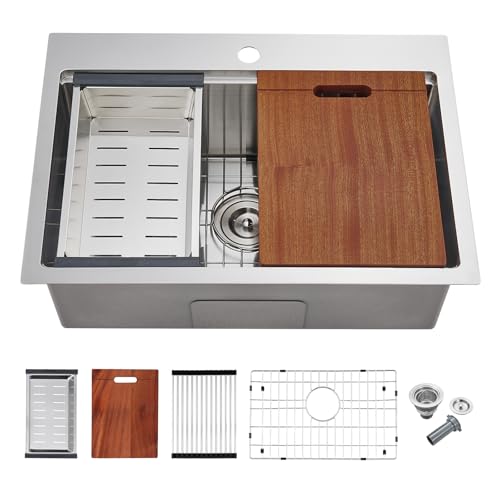 25×18 Drop In Workstation Sink with Cutting Board & Accessories