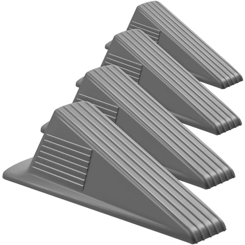4 Pcs Heavy Duty Rubber Door Stops Wedge Stackable (4 Count)