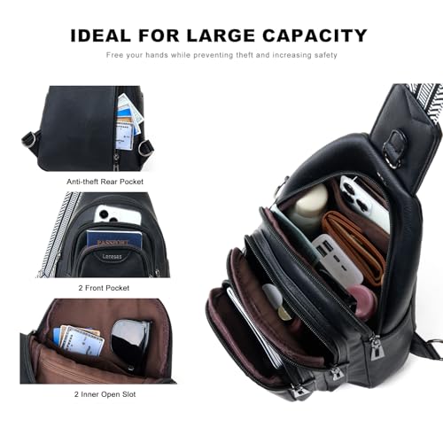 10L Crossbody Sling Bag for Women Men Anti Theft Cross Body Fanny Pack Belt Bag Purse Gifts for Women Faux Leather