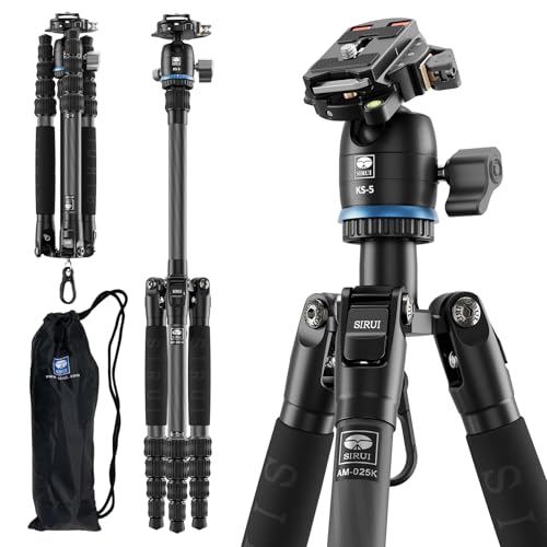 AM-025K+KS-5 Carbon Fiber Travel Tripod, Ball Head, 55.1"