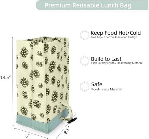 Insulated Lunch Bag Rolltop Lunch Cooler Cute Lunch Box for Girls