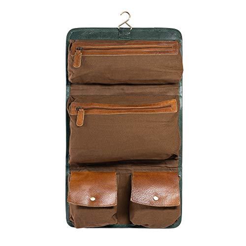 Premium Buffalo Leather Hanging Toiletry Bag Travel Dopp Kit