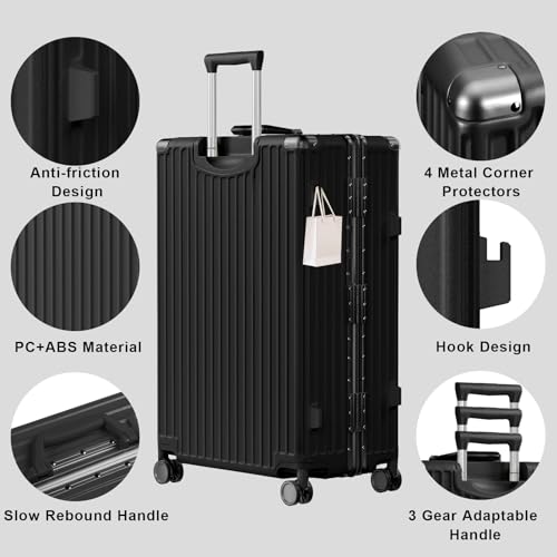 Luggage Sets 2 Piece Aluminum Frame Carry On and Checked Suitcase PC ABS Hard Shell TSA Lock No Zipper (2 Count)