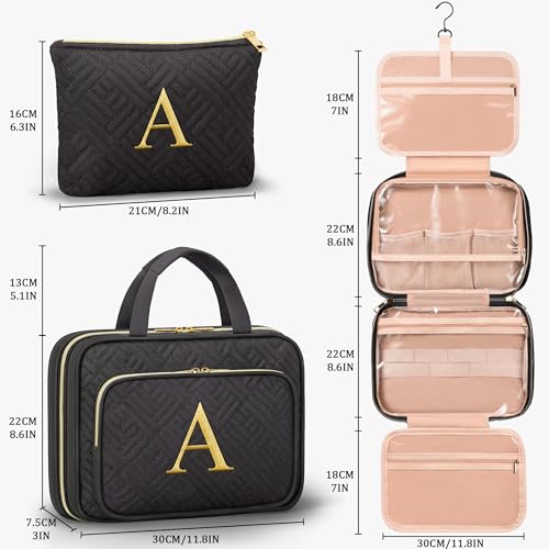 Personalized Hanging Toiletry Bag Travel Makeup & Cosmetic Bag Organizer (2 Count)