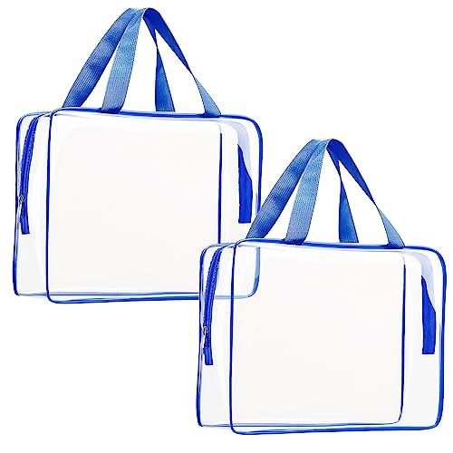 2Pcs Crystal Clear PVC Travel Toiletry Bag Kit for Women Men (2 Count)