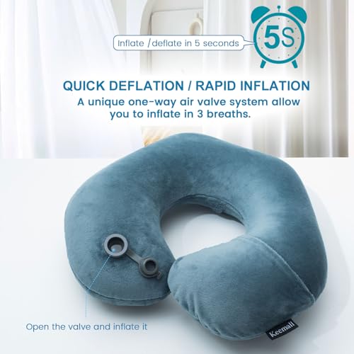 Inflatable Travel Neck Pillow for Airplane & Long Flights (2 Count)