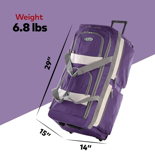 29 inch Jumbo Size 8 Pockets Wheeled Rolling Duffel Bag Water Resistant Luggage Lightweight Travel Suitcase with Retractable Handle