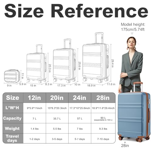 4 Piece Luggage Sets Expandable (4 Count)