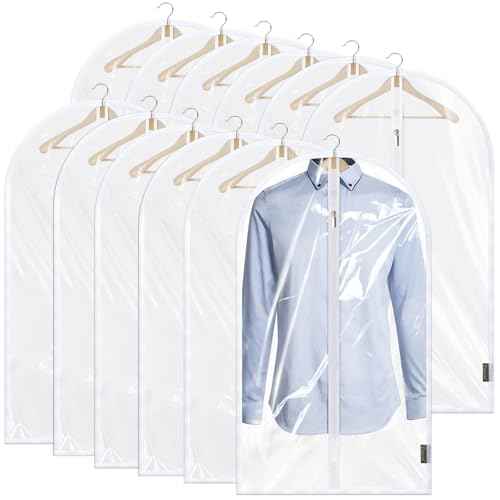12PK Clear Garment Bags for Hanging Clothes (12 Count)