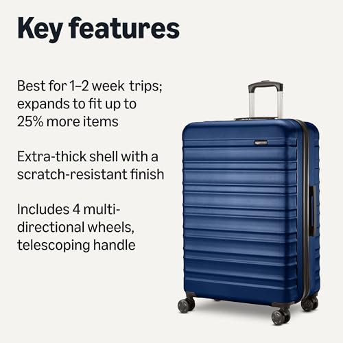 AmazonBasics 68 cm Navy Blue Hardsided Check