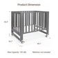 EvoNest 6-in-1 Convertible Baby Mini Crib with Wheels