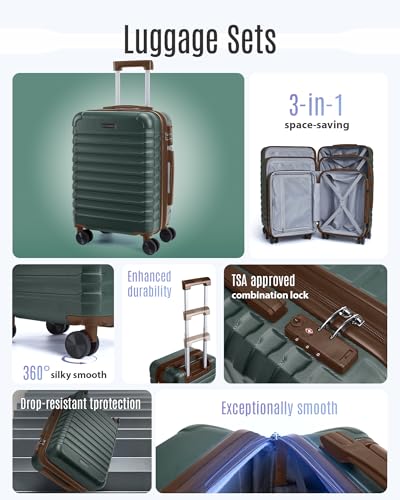 Luggage Sets 3 Pcs Suitcase with Wheel (3 Count)