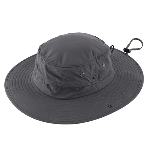 UPF50+ Mens Sun Hat Wide Brim Fishing Hat Sun Protection Bucket Hat for Men Women Beach Gardening Golf Dark Grey