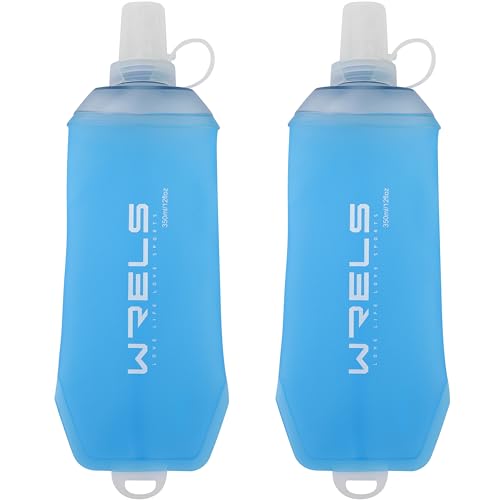 200ml/350ml/500ml Collapsible Soft Flask,BPA Free Folding Soft Water Bottle with Hanging Ring,Lightweight TPU Hydration Flask for Running Marathon Cycling Hiking(350ml-2 Packs) (2 Count)