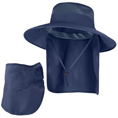 Sun Hats for Men Women Fishing Hat UPF 50+ Face Cover Wide Brim Bucket Hats Summer UV Protection Safari Hat with Neck Flap