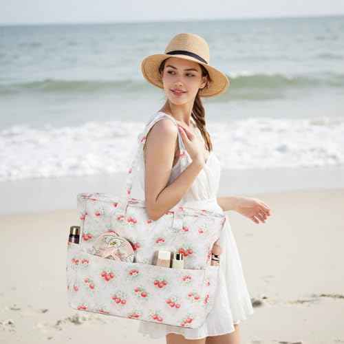Waterproof Beach Tote Pool Bags for Women Ladies Extra Large Carry On Bag With Wet Compartment for Weekender Travel